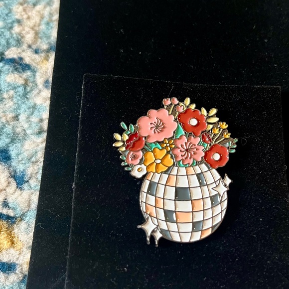 Floral Mirrorball Enamel Pin NWT - Picture 1 of 7